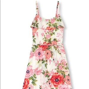 Sleeveless Floral Print Woven Sharkbite Hem Dress